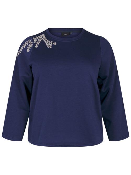 Zizzi Sweatshirt 'MKIHOLM'  navy / sølv