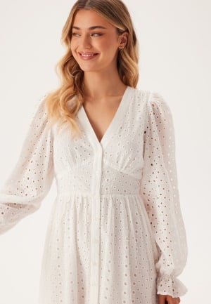 BUBBLEROOM Broderie Anglaise Midi Dress White 46