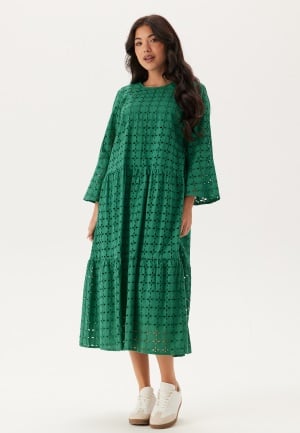 Happy Holly Broderie Anglaise Round Neck Dress Emerald green 52/54