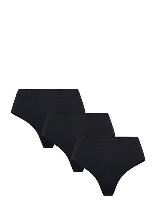 Se Brief Rib Thong High Seamless Lindex Black ved Booztlet