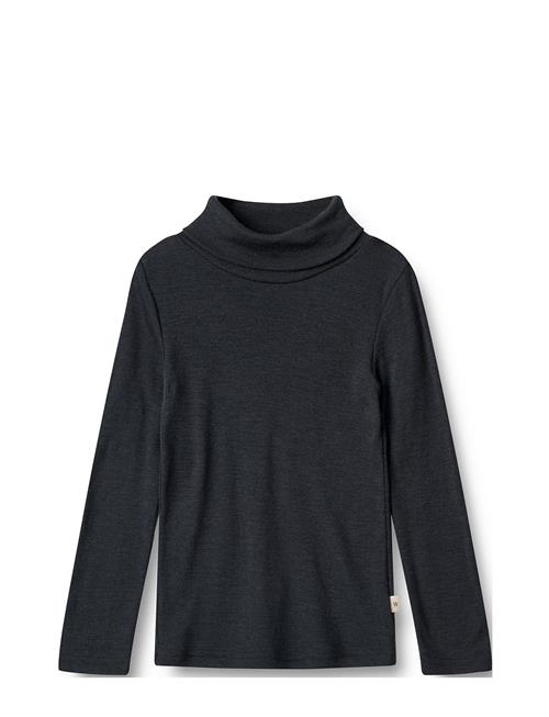 Wool T-Shirt Roll Neck Aksel Wheat Navy