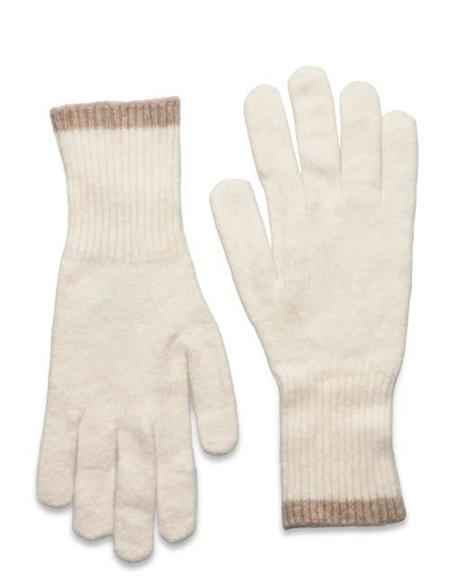 Gloves Knitted W Striped Edge Lindex Cream