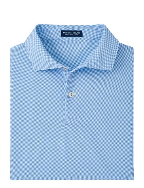 Checkers Performance Mesh Polo - Edwin Spread Coll Peter Millar Blue