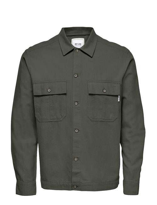 Onskennet Ls Linen Overshirt Noos ONLY & SONS Khaki