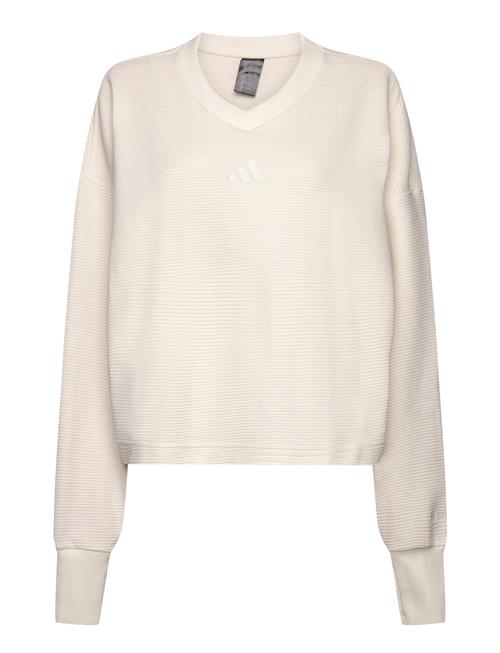 Se All Szn Rib V-Neck Sweatshirt Adidas Sportswear Cream ved Booztlet