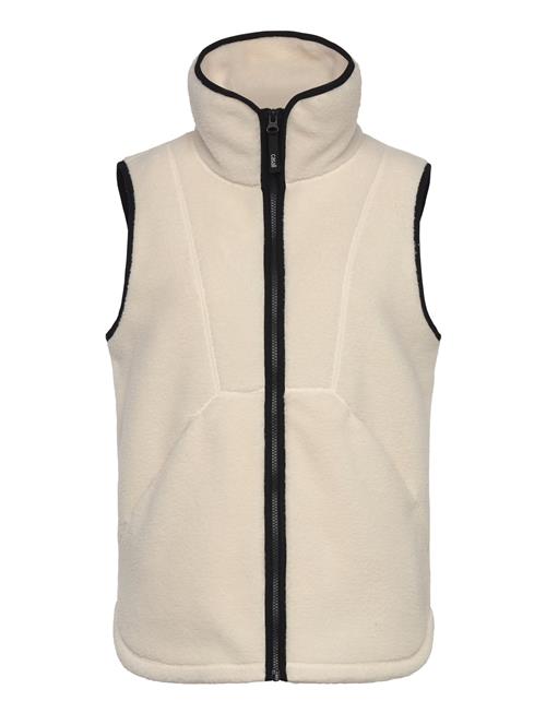 High Collar Pile Vest Casall White