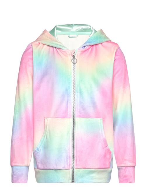 Hoodjacket Velour Rainbow Aop Lindex Pink