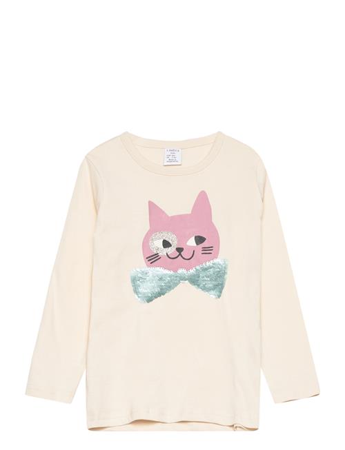 Top L S Placement Print Cat Wi Lindex Cream