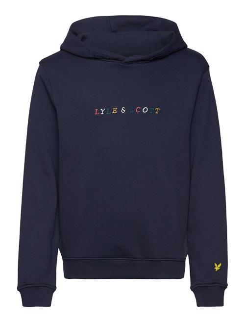 Se Multi Coloured Embroidery Hoodie Lyle & Scott Navy ved Booztlet