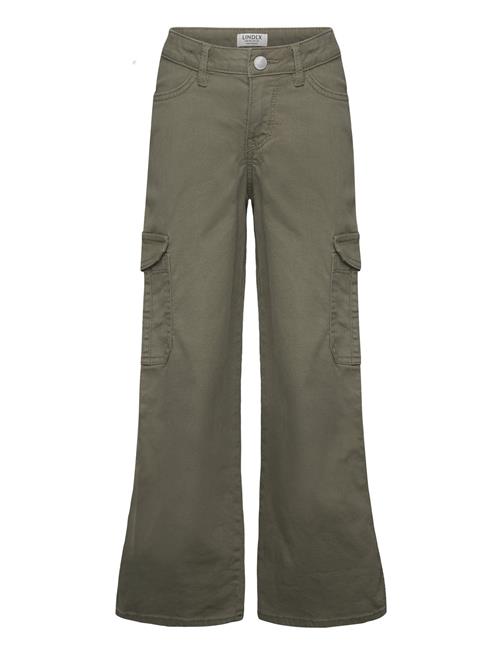 Trousers Twill Washed Wide Leg Lindex Green