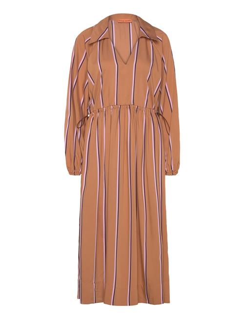 Elasticated Midi Dress, 2249 Stripe STINE GOYA Brown