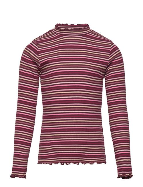 Top Rib Turtleneck Stripe Lindex Burgundy