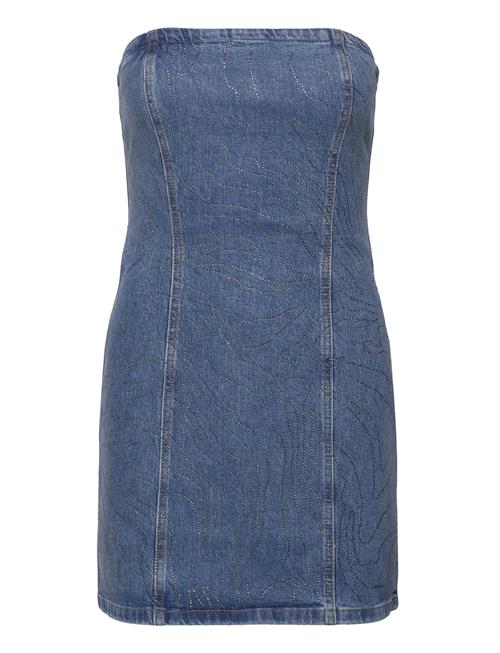 Se Rhinest Denim Dress ROTATE Birger Christensen Blue ved Booztlet