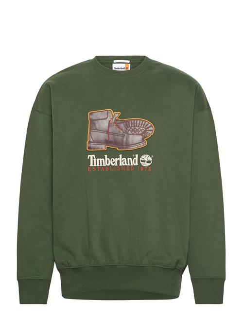 New Box Fit Badge Crew Neck Black Forest Green Timberland Green