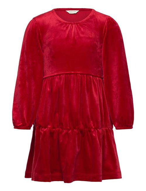 Velour Tiered Dress GANT Red