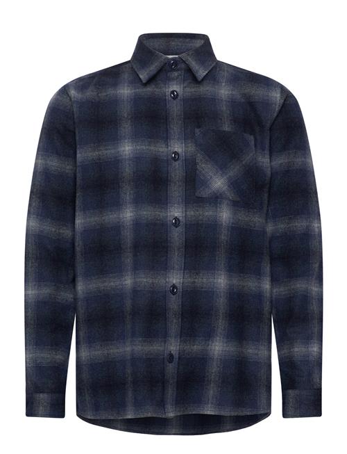 Mmgdavid Wool Check Shirt Mos Mosh Gallery Navy