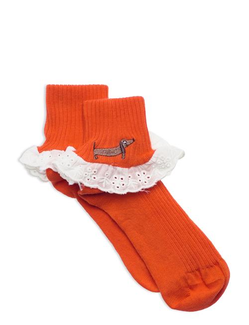 Dog Lace Socks Mini Rodini Red