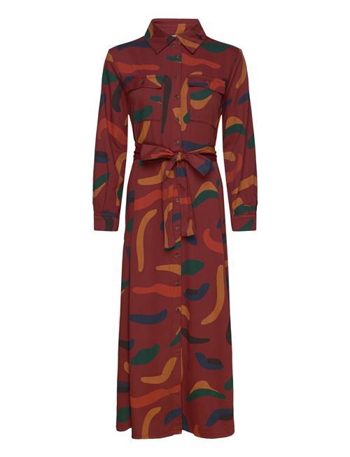 Brushstrokes Printed Flared Long Dress Bobo Choses Brown