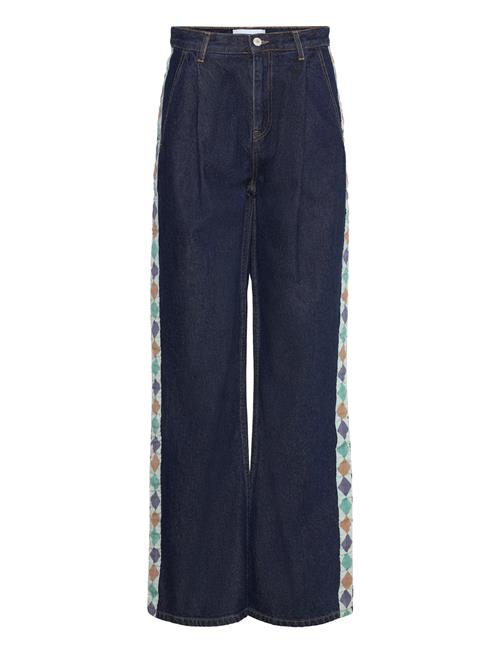 Embroidered Denim Pleated Jeans Bobo Choses Navy