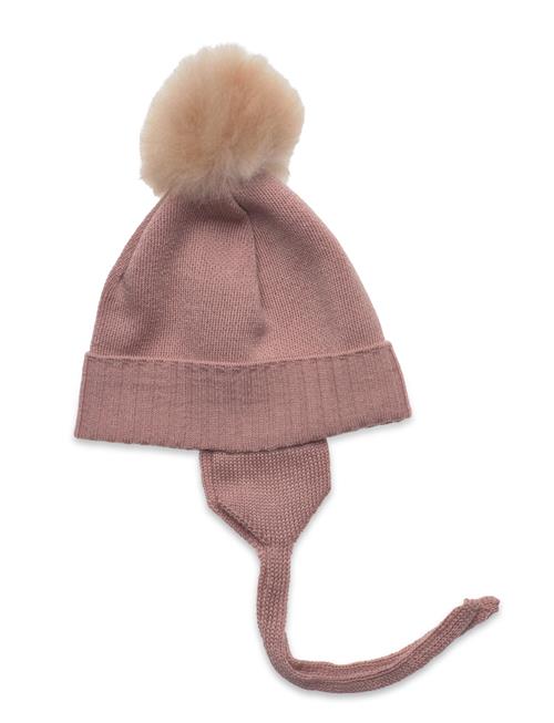 Bonnet Wool Knit Alpaca Pompon Huttelihut Pink