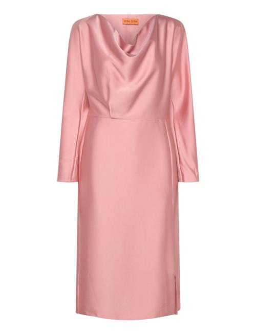 Long Sleeve Midi Dress, 2261 Satin STINE GOYA Pink