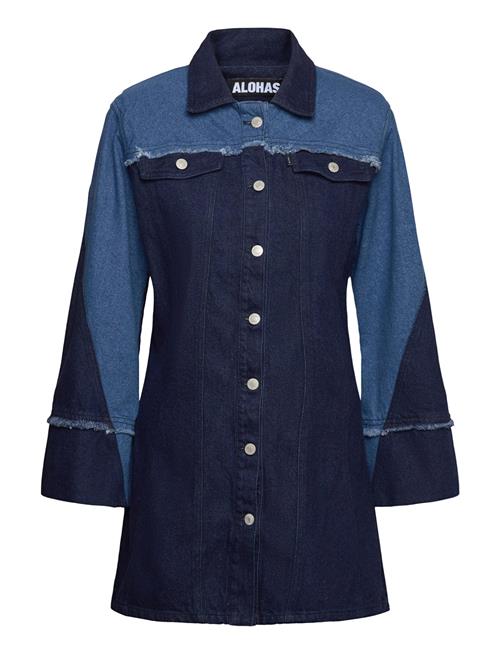 Veden Bicolor Indigo Denim Mini Dress ALOHAS Blue