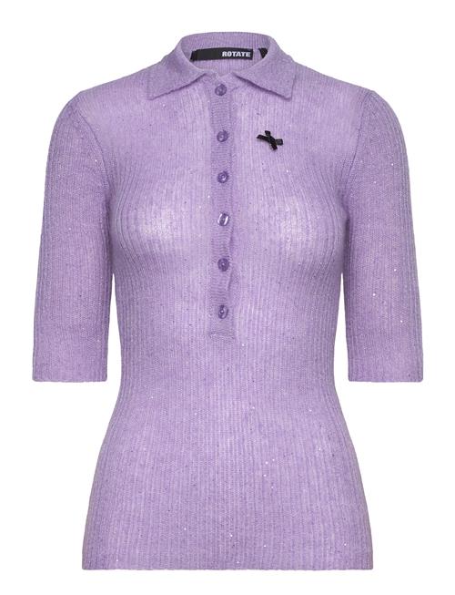 Sequin Knit Polo Shirt ROTATE Birger Christensen Purple