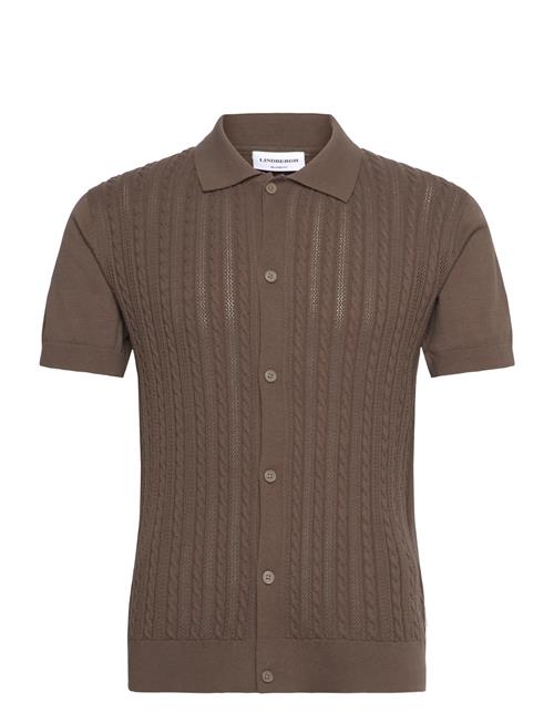 Knitted S/S Cable Cardigan Lindbergh Brown