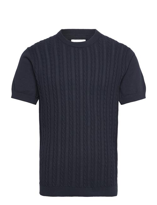 Knitted S/S O-Neck Tee Lindbergh Navy