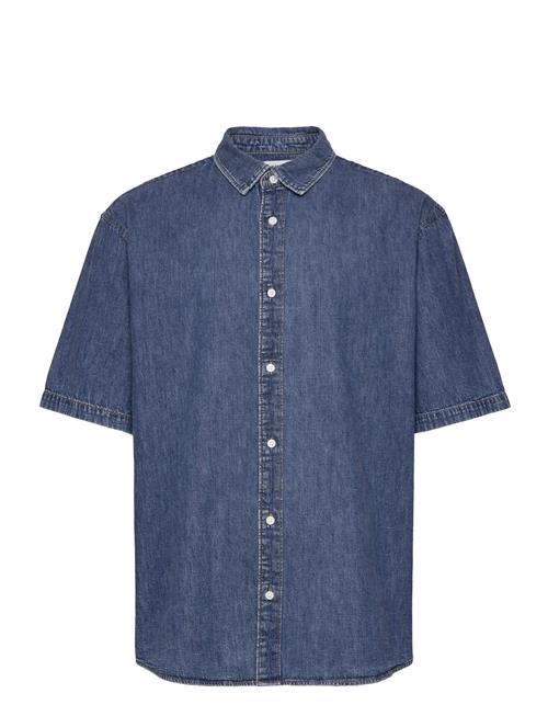 Loose Short Sleeve Denim Shirt Weekday Blue