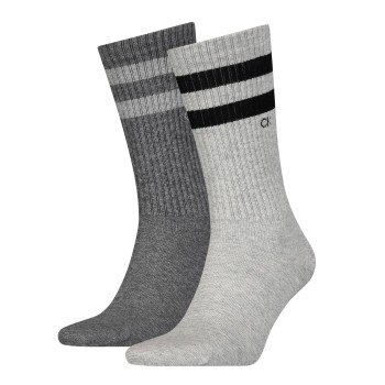 Calvin Klein Legwear Calvin Klein Strømper 2P Stripe Socks Grå Str 43/46 Herre