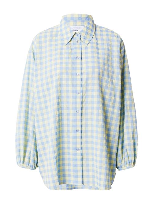 Se florence by mills exclusive for ABOUT YOU Bluse 'Gingham'  blå / neongrøn ved About You