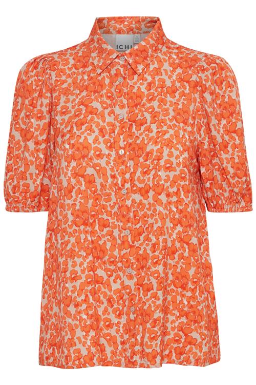 Se ICHI Bluse 'AYA'  mørkebeige / orange / koral ved About You