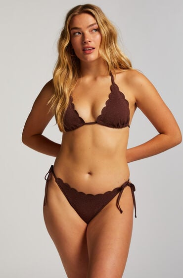 Hunkemöller Cheeky Tanga Bikinitrusse Scallop Lurex Brown