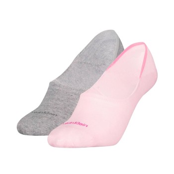 Calvin Klein Legwear Calvin Klein Strømper 2P Women Mid Cut Footie Socks Grå/Rosa Str 39/42 Dame