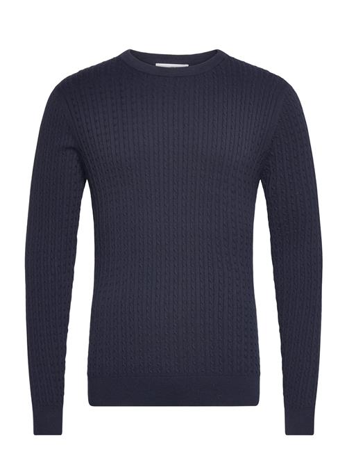 Slhberg Cable Crew Neck Noos Selected Homme Navy