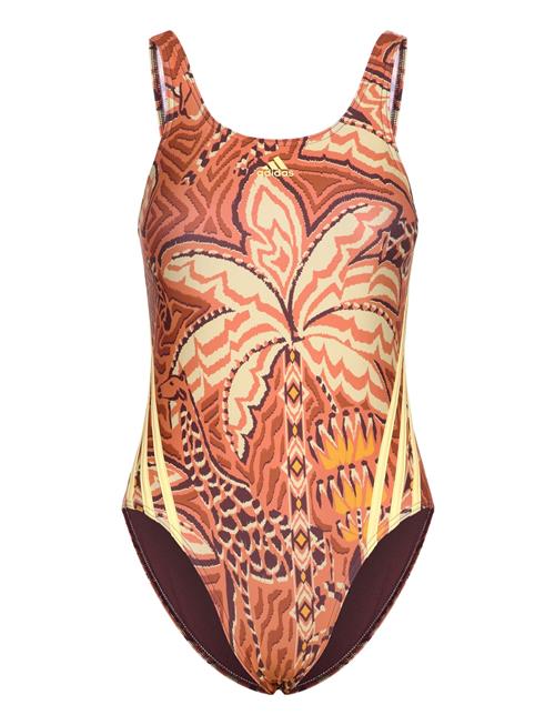 Adidas X Farm Swimsuit 3 Stripes Adidas Sportswear Brown