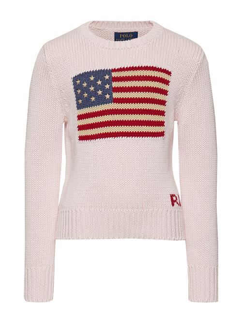 Flag Cotton Crewneck Sweater Ralph Lauren Kids Pink