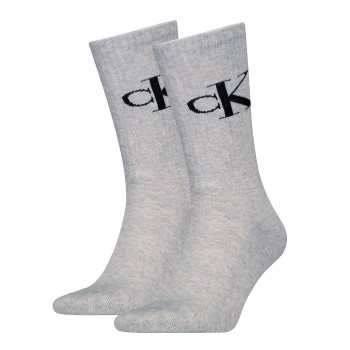 Calvin Klein Legwear Calvin Klein Strømper 2P Monogram Crew Socks Grå Str 43/46 Herre