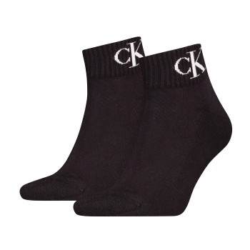 Calvin Klein Legwear Calvin Klein Strømper 2P Monogram Quarter Socks Sort Str 39/42 Herre