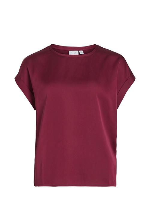 Viellette S/S Satin Top - Noos Vila Burgundy