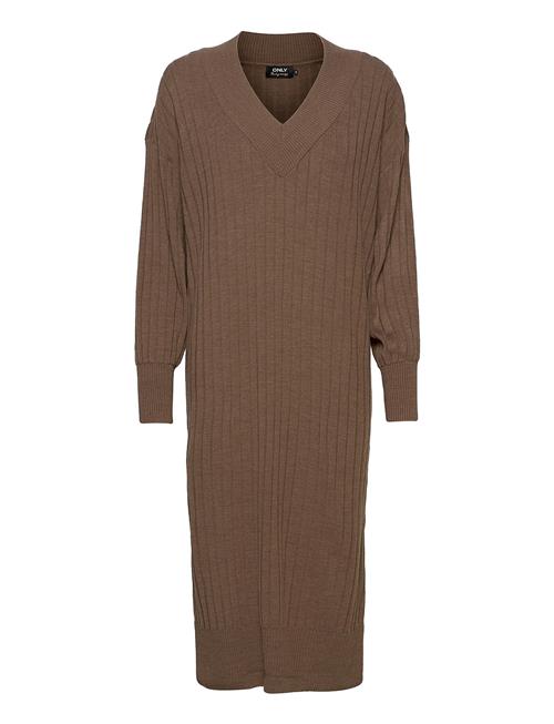 Onlnew Tessa L/S Midi V Dress Knt Noos ONLY Brown