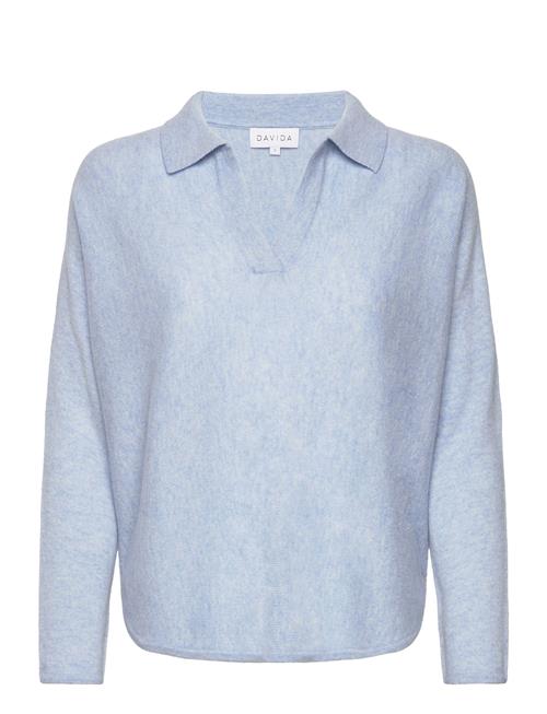 Curved Open Collar Davida Cashmere Blue