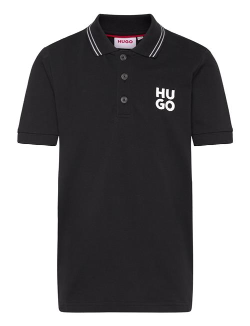 Short Sleeve Polo Hugo Kids Black