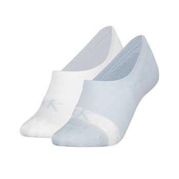 Calvin Klein Legwear Calvin Klein Strømper 2P Glossy High Cut Footie Socks Hvid/Blå Str 39/42 Dame