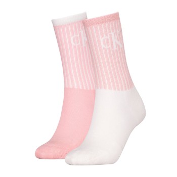 Calvin Klein Legwear Calvin Klein Strømper 2P Glossy Rib Crew Socks Hvid/Rosa Str 35/38 Dame