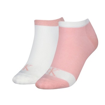 Calvin Klein Legwear Calvin Klein Strømper 2P Glossy Sneaker Socks Hvid/Rosa Str 35/38 Dame