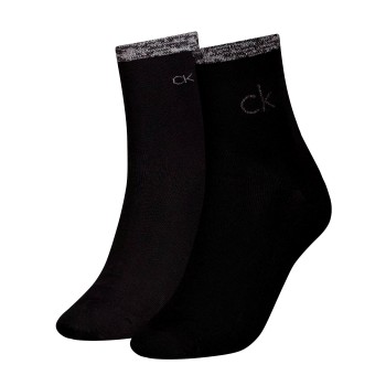 Calvin Klein Legwear Calvin Klein Strømper 2P Shiny Logo Short Socks Sort Str 39/42 Dame