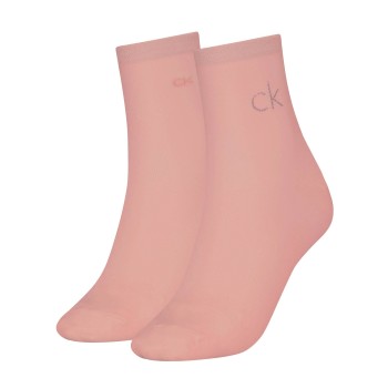 Calvin Klein Legwear Calvin Klein Strømper 2P Shiny Logo Short Socks Rosa Str 35/38 Dame