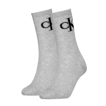 Calvin Klein Legwear Calvin Klein Strømper 2P Women Monogram Crew Socks Grå Str 39/42 Dame